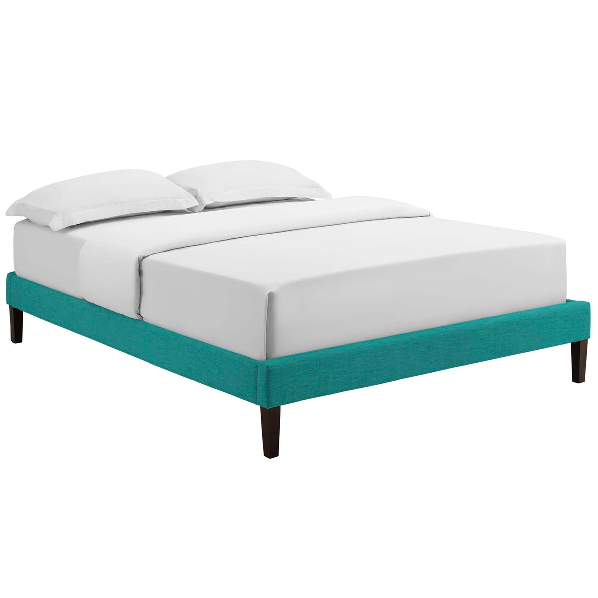 Tessie Fabric Bed Frame with Squared Tapered Legs, King, Teal - view 1
