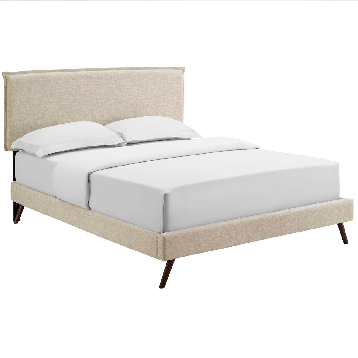 Amaris Fabric Platform Bed with Round Splayed Legs - view 1