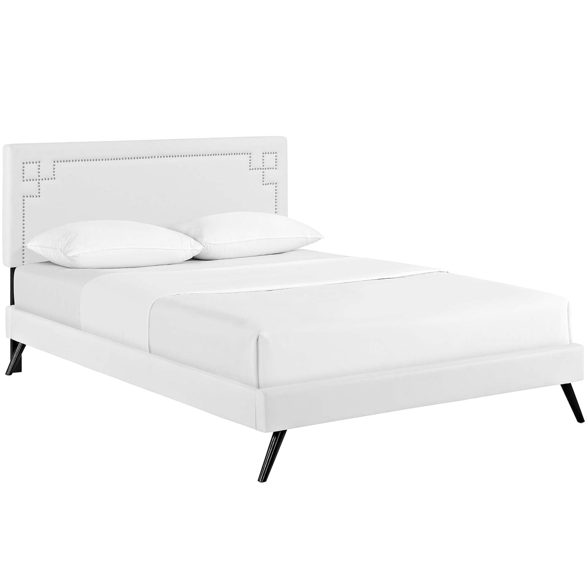 Ruthie Vinyl Platform Bed with Round Splayed Legs