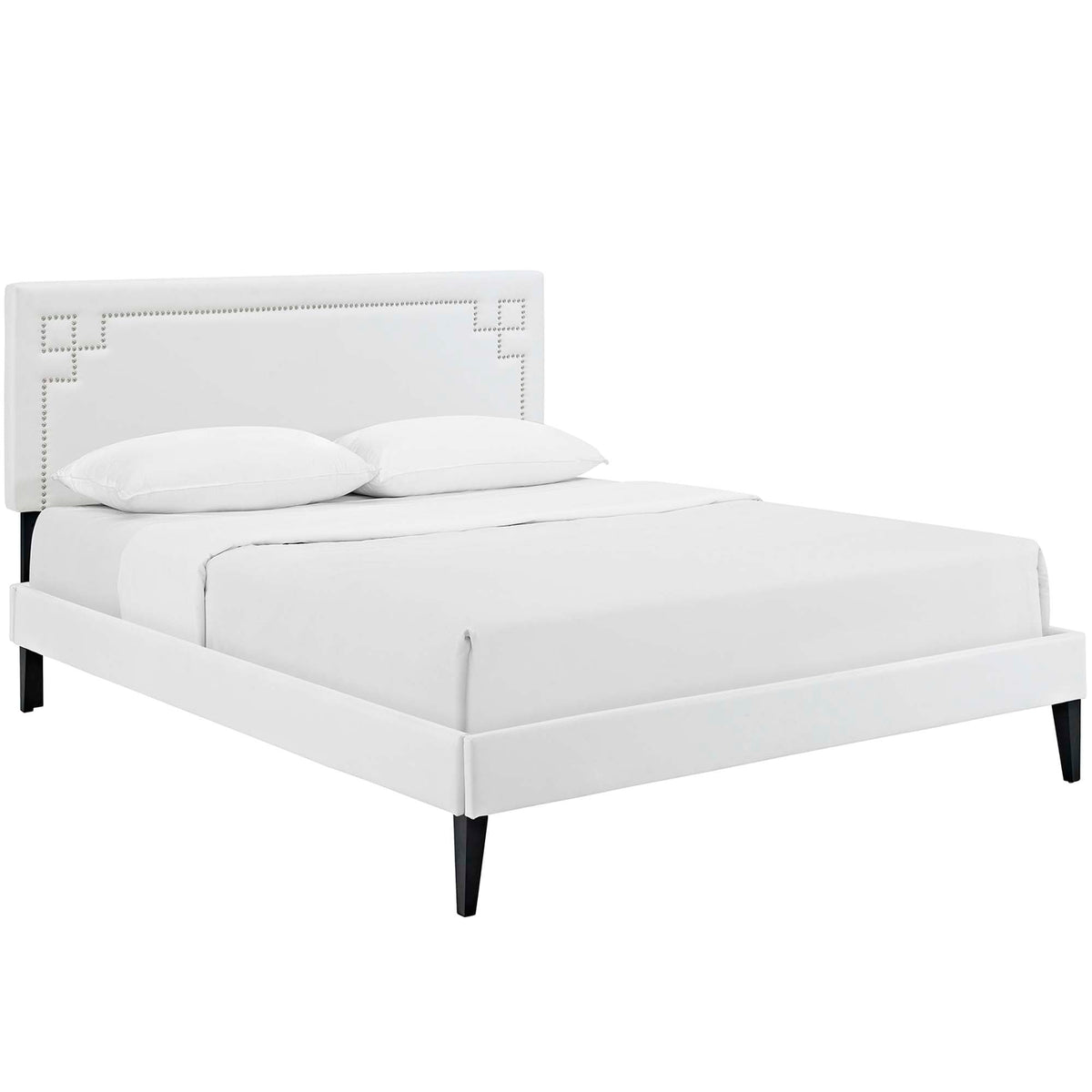 Ruthie Vinyl Platform Bed with Squared Tapered Legs