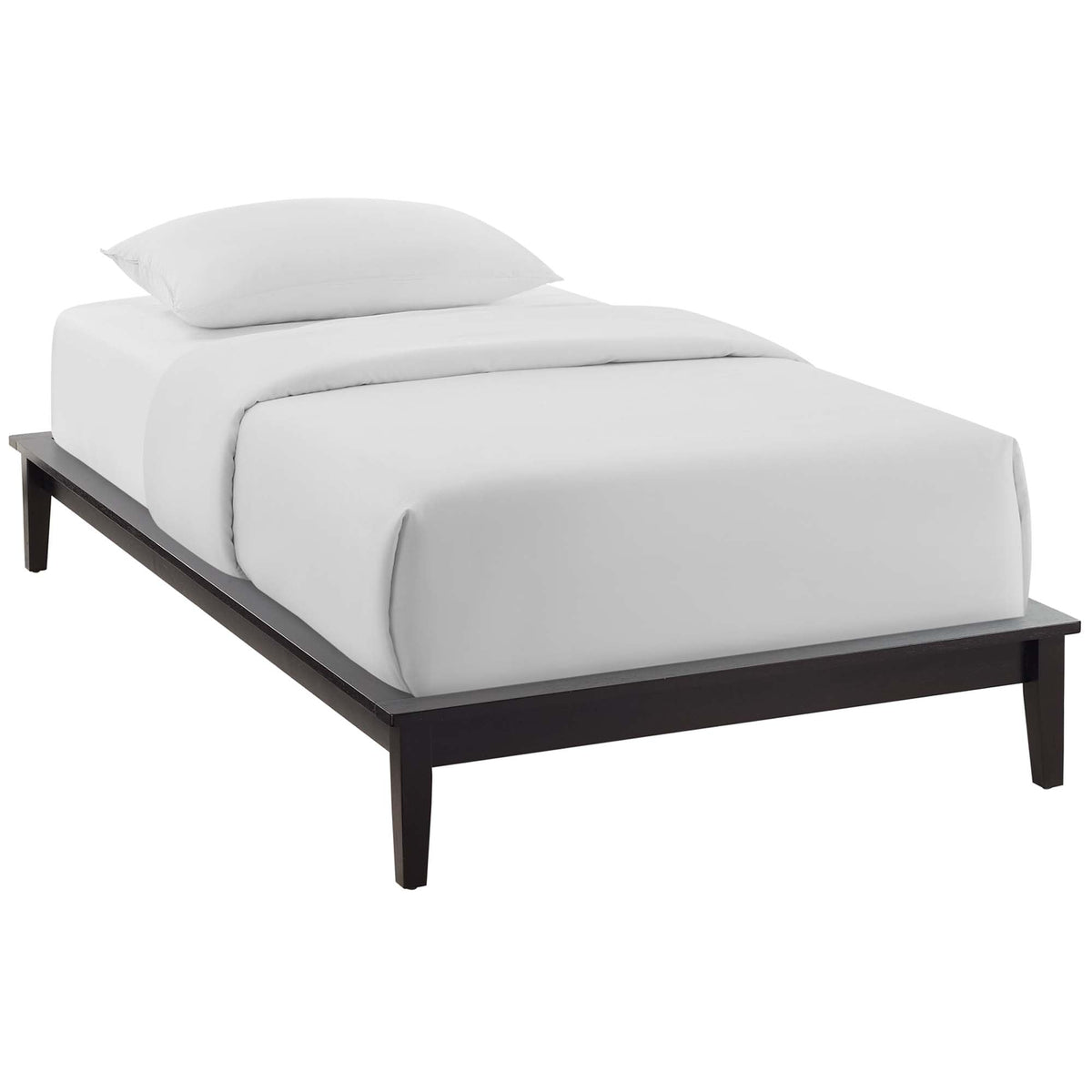 Lodge Wood Platform Bed Frame, Twin, Cappuccino - view 1