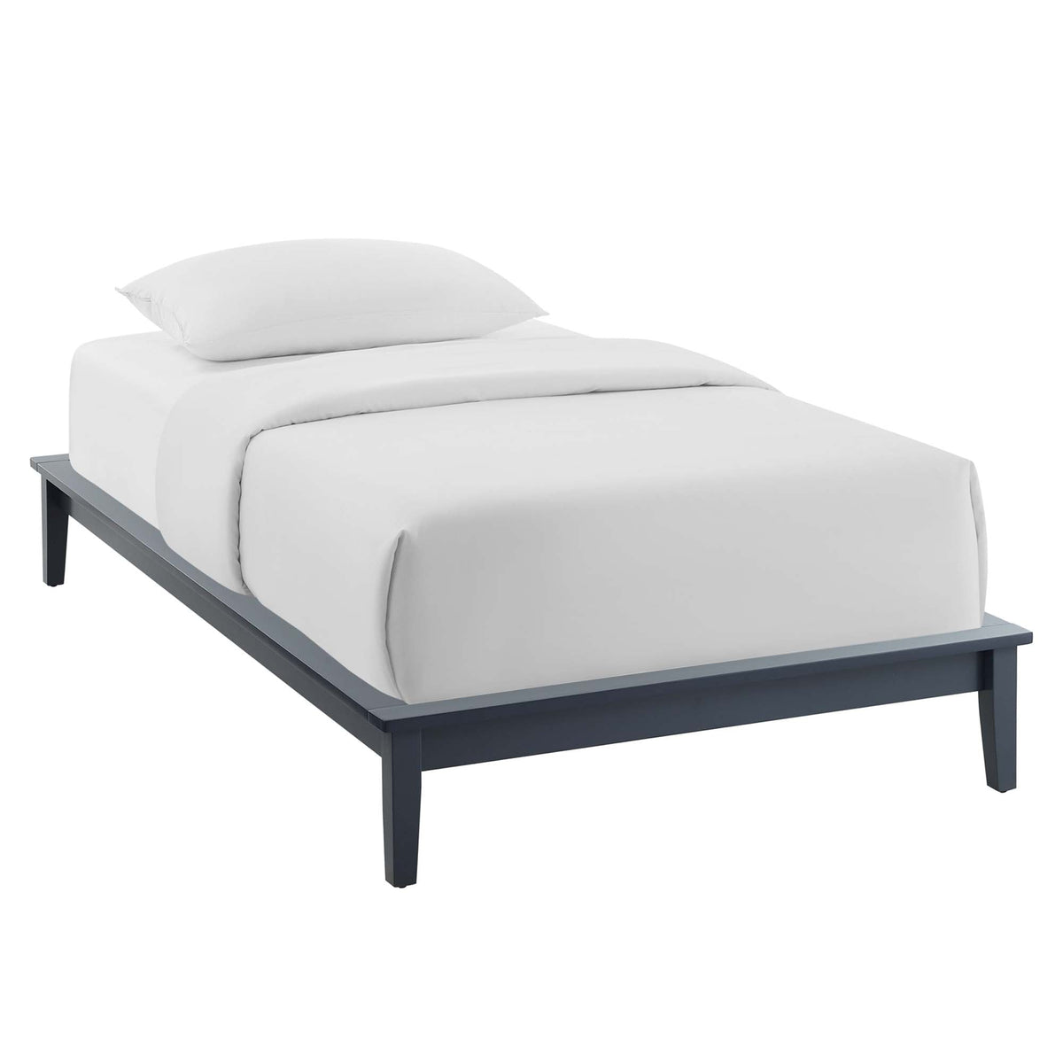 Lodge Wood Platform Bed Frame, Twin, Gray - view 1