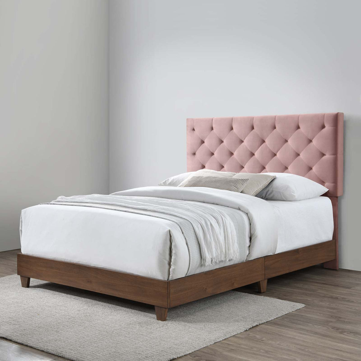 Rhiannon Diamond Tufted Upholstered Fabric Bed