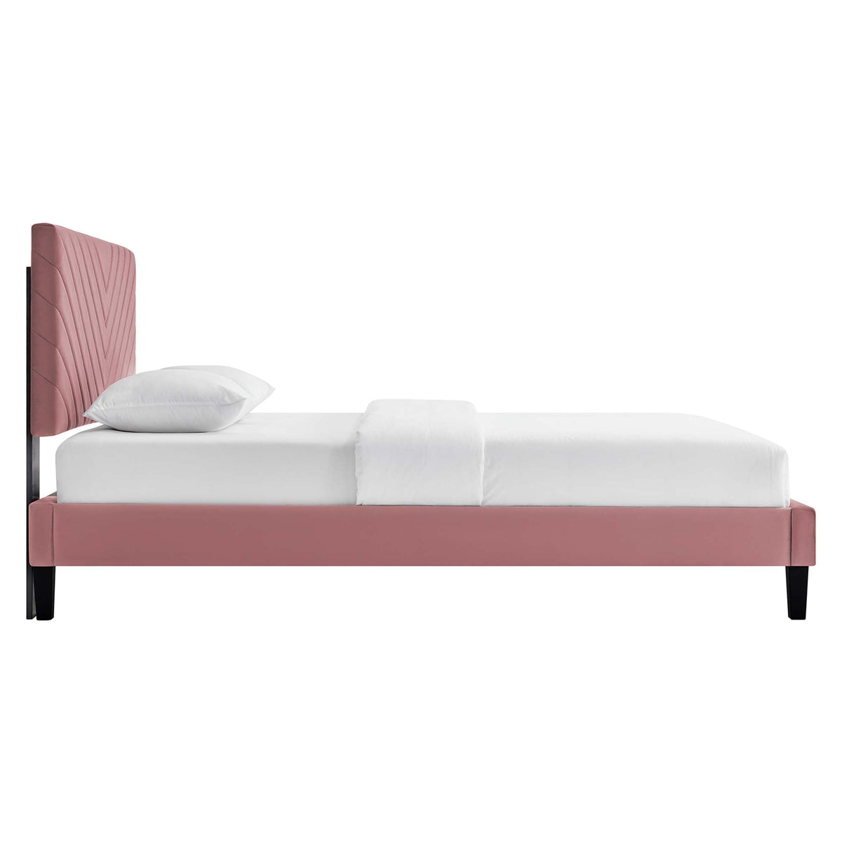 Roxanne Performance Velvet Platform Bed With Black Wood Legs - view 9