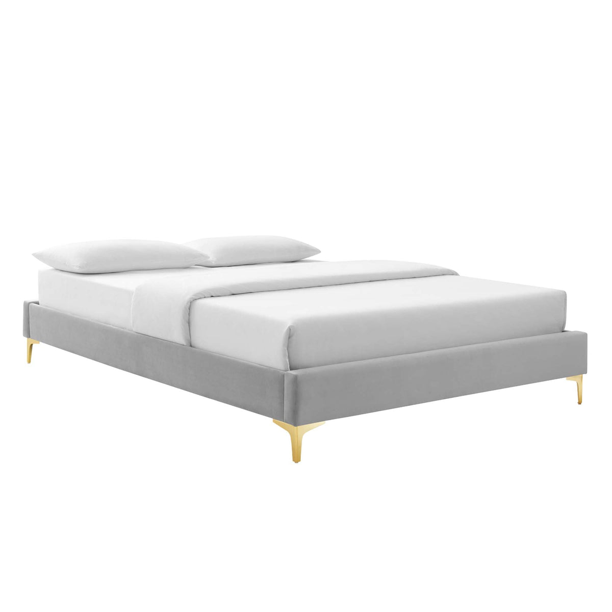Sutton Performance Velvet Bed Frame, Twin, Light Gray - view 1