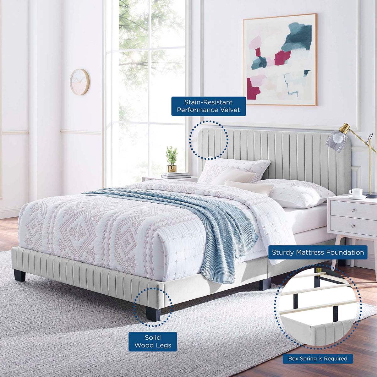 Celine Channel Tufted Performance Velvet Bed