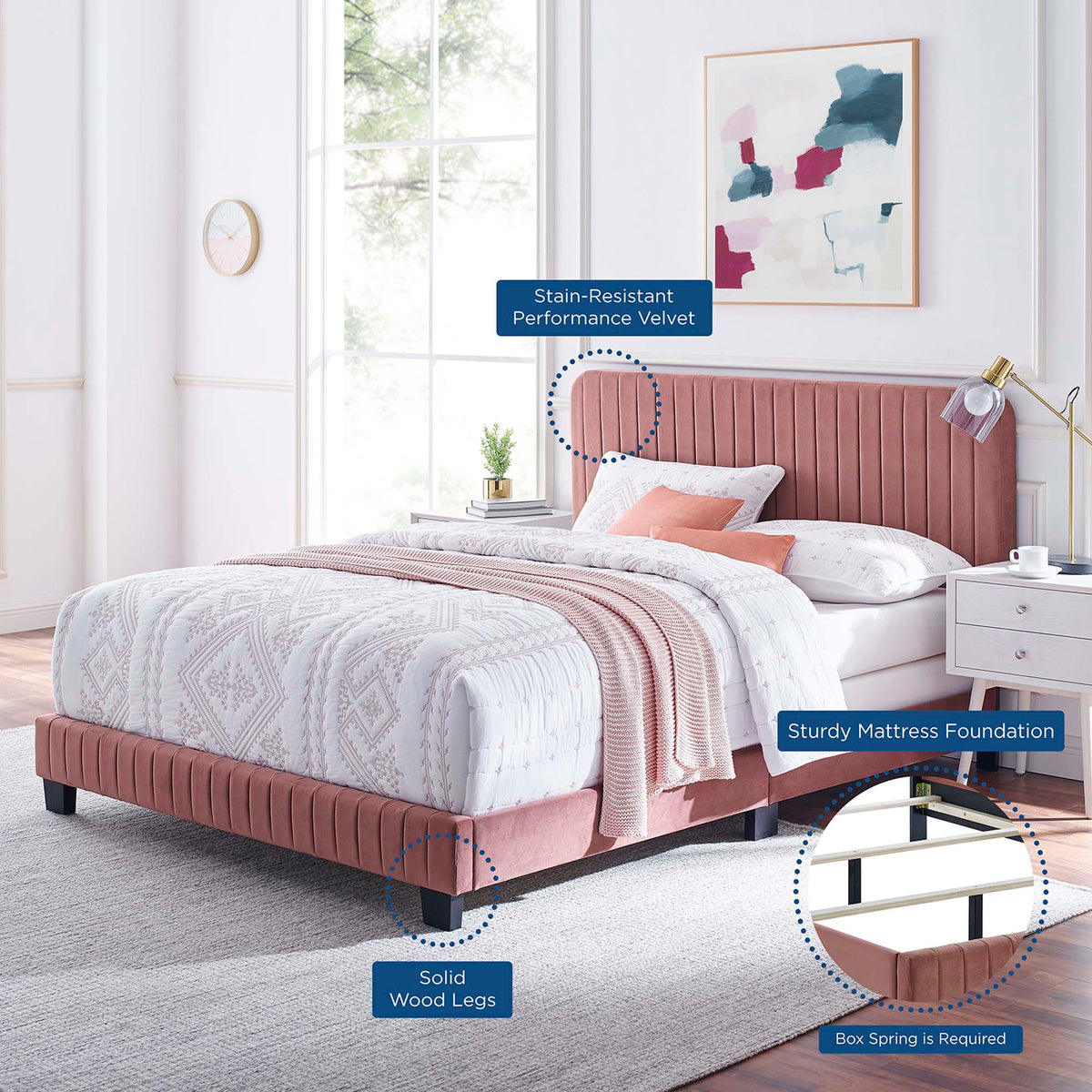 Celine Channel Tufted Performance Velvet Bed
