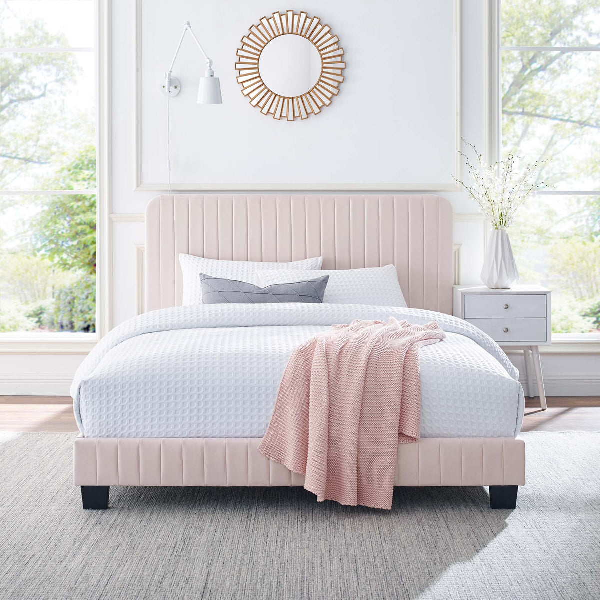 Celine Channel Tufted Performance Velvet Platform Bed