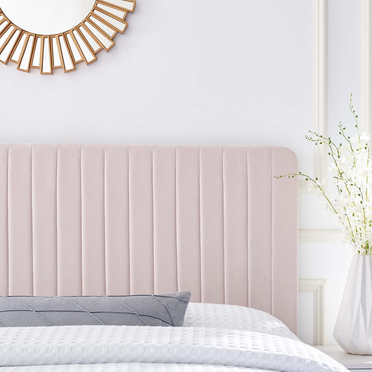 Milenna Channel Tufted Performance Velvet Headboard