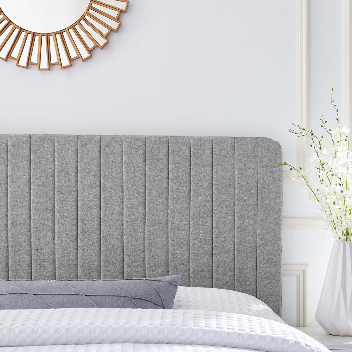 Milenna Channel Tufted Upholstered Fabric Headboard
