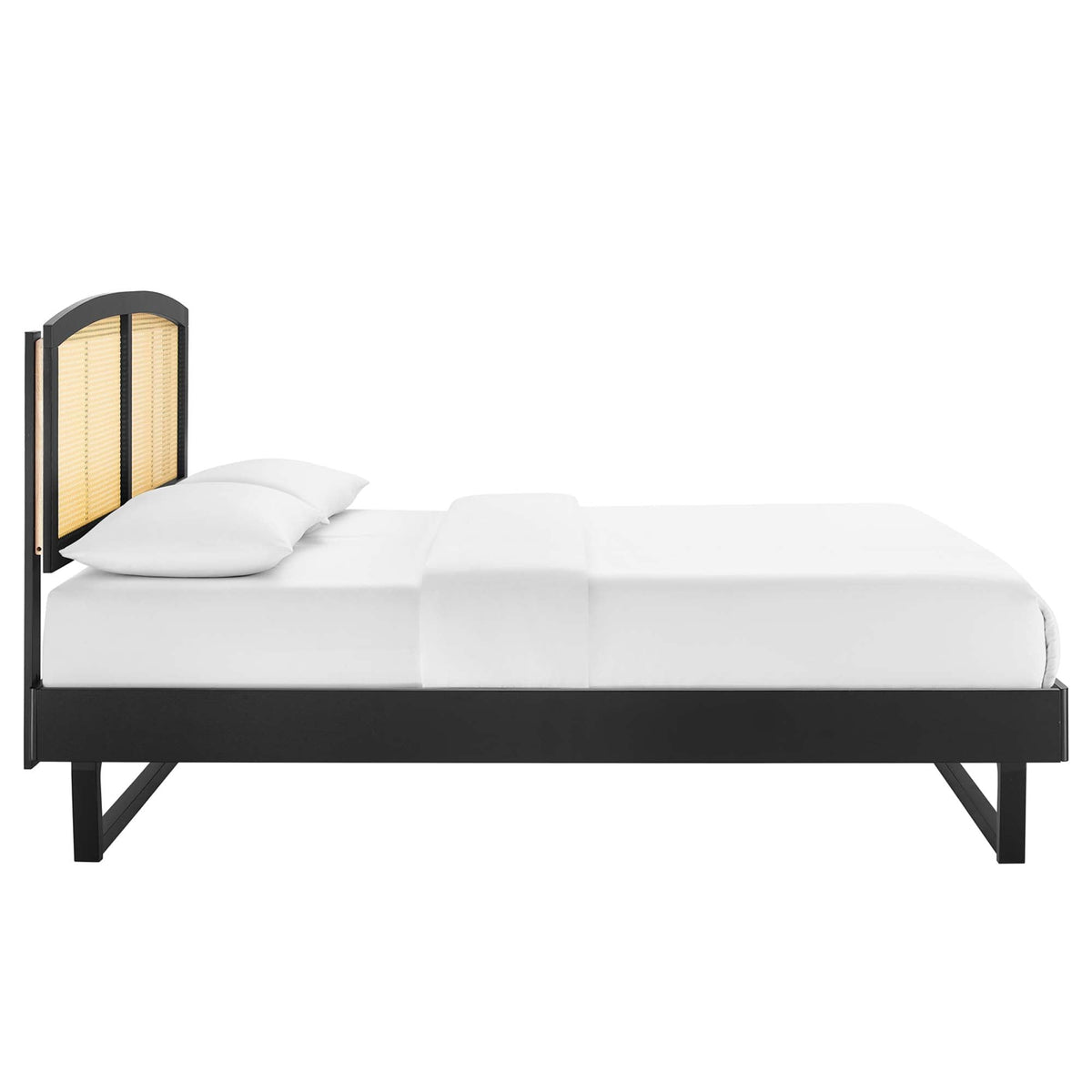 Sierra Cane and Wood Platform Bed With Angular Legs, Full, Black - view 3