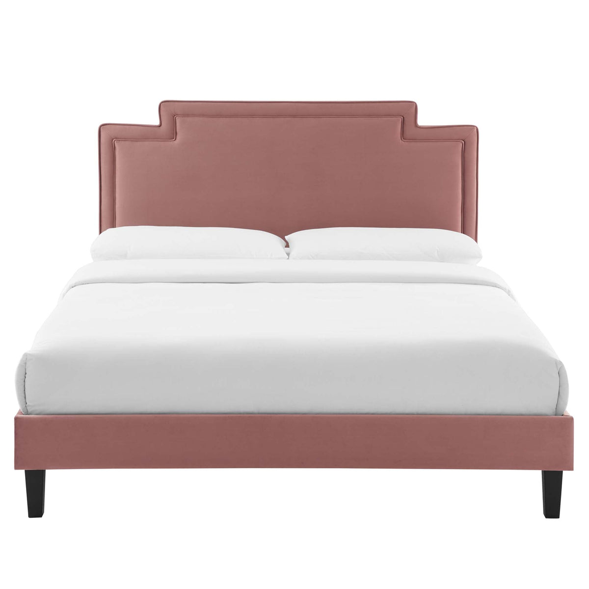 Liva Performance Velvet Bed With Black Wood Legs, King, Dusty Rose - view 4