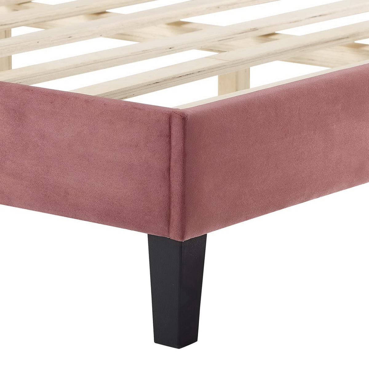 Liva Performance Velvet Bed With Black Wood Legs, King, Dusty Rose - view 5