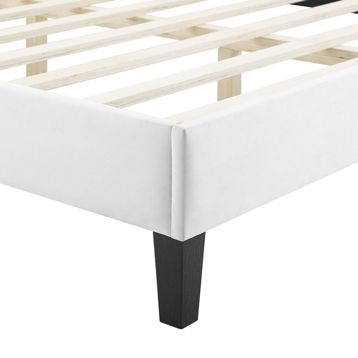 Peyton Performance Velvet Platform Bed With Black Wood Legs