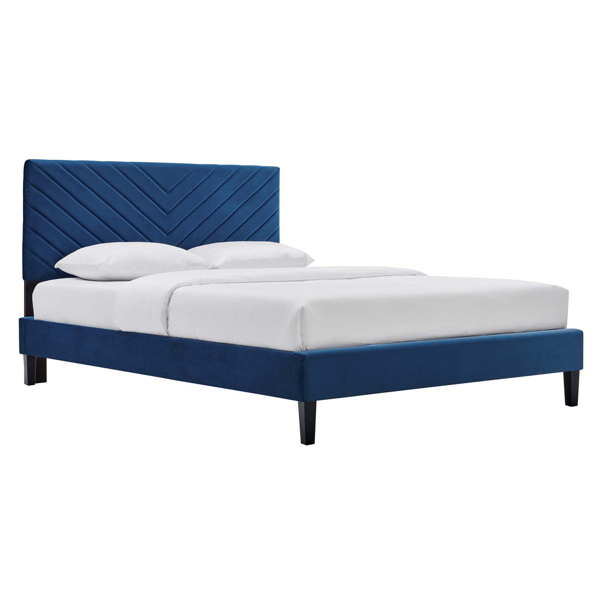 Roxanne Performance Velvet Platform Bed With Black Wood Legs - view 4