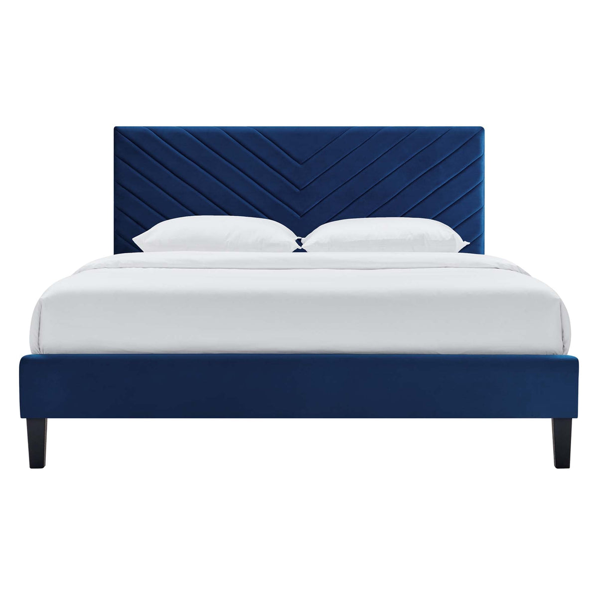 Roxanne Performance Velvet Platform Bed With Black Wood Legs - view 16