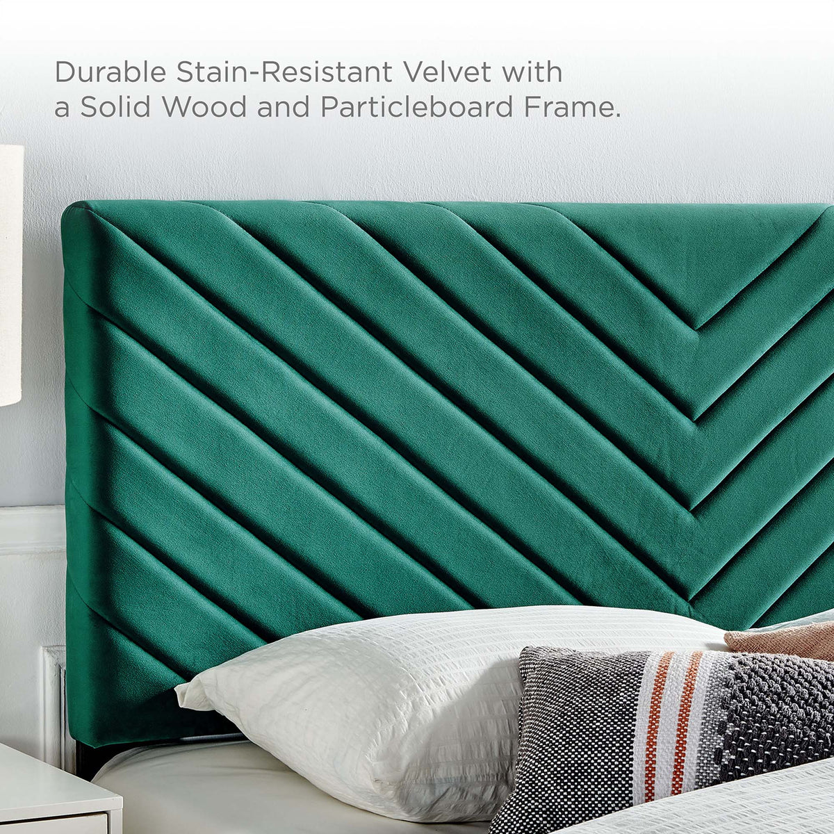 Roxanne Performance Velvet Platform Bed With Black Wood Legs - view 29