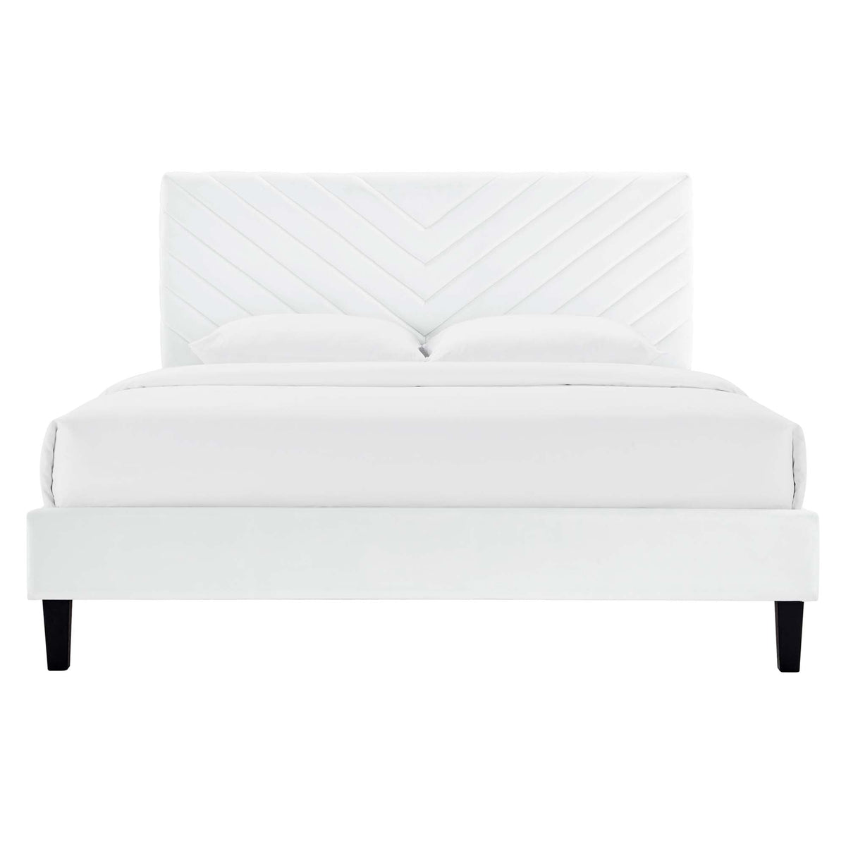 Roxanne Performance Velvet Platform Bed With Black Wood Legs - view 18