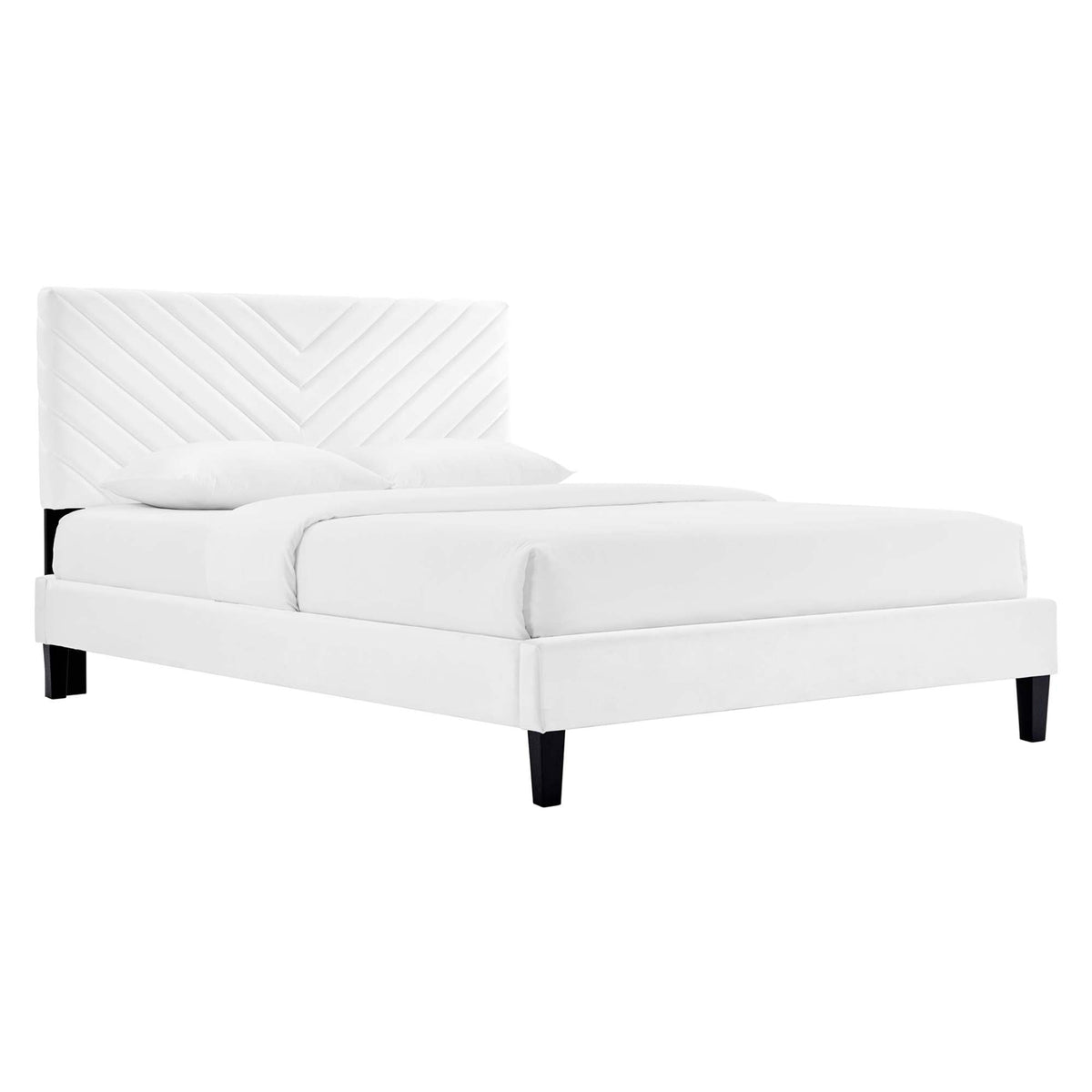 Roxanne Performance Velvet Platform Bed With Black Wood Legs - view 2