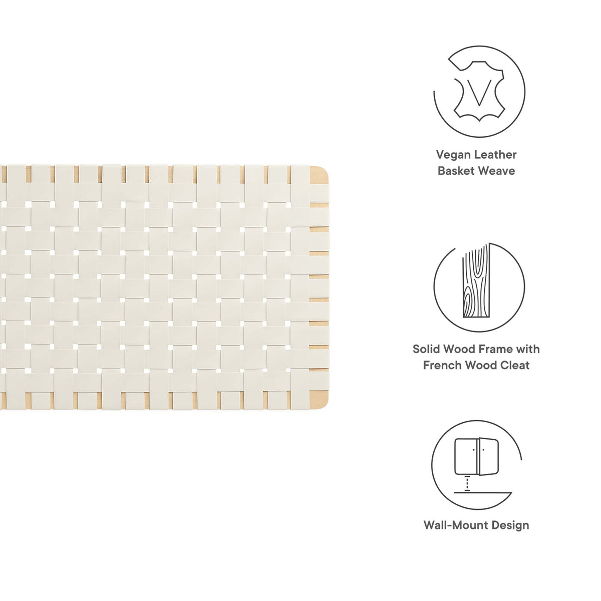 Sparta Weave Wall-Mount Vegan Leather Headboard - view 53