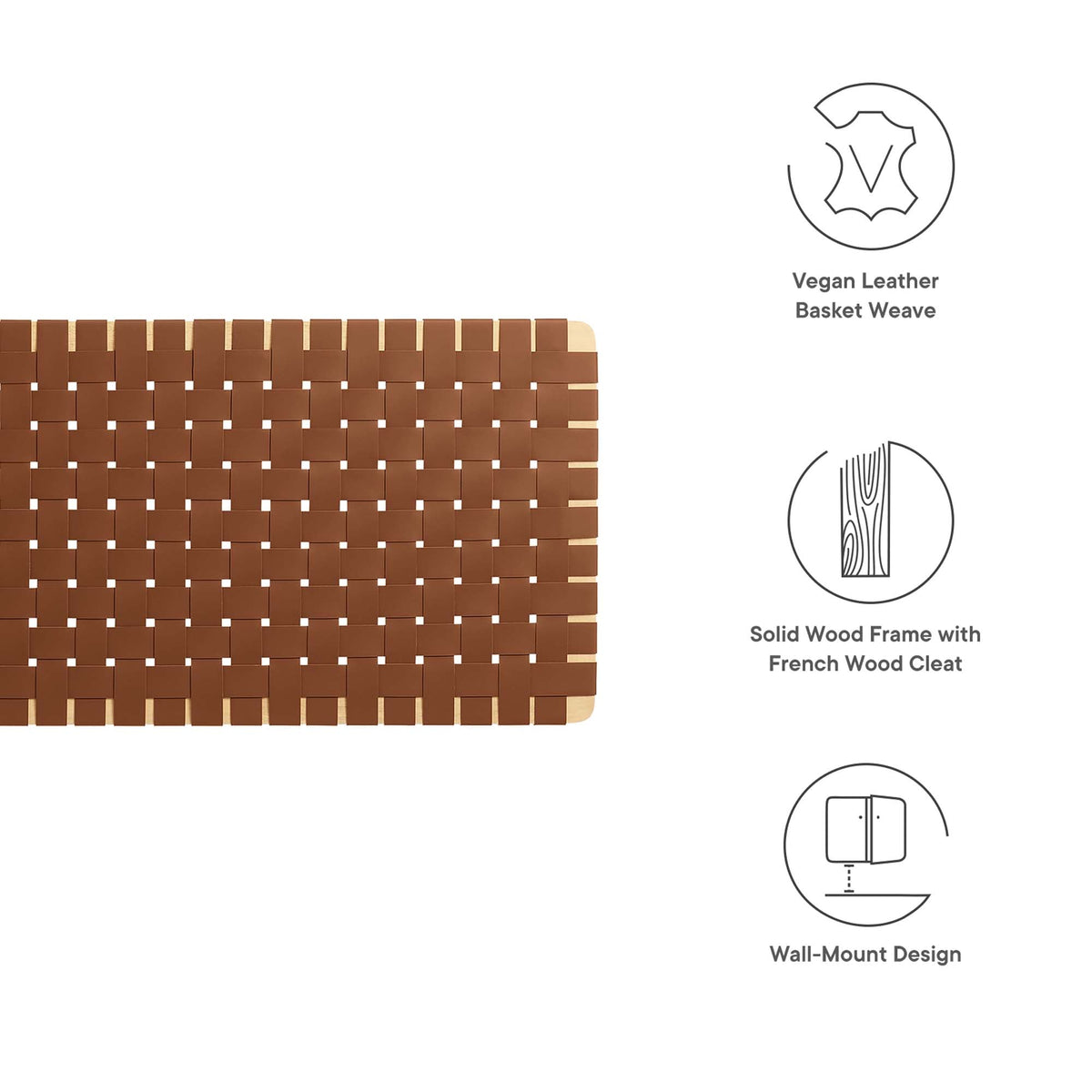 Sparta Weave Wall-Mount Vegan Leather Headboard - view 58