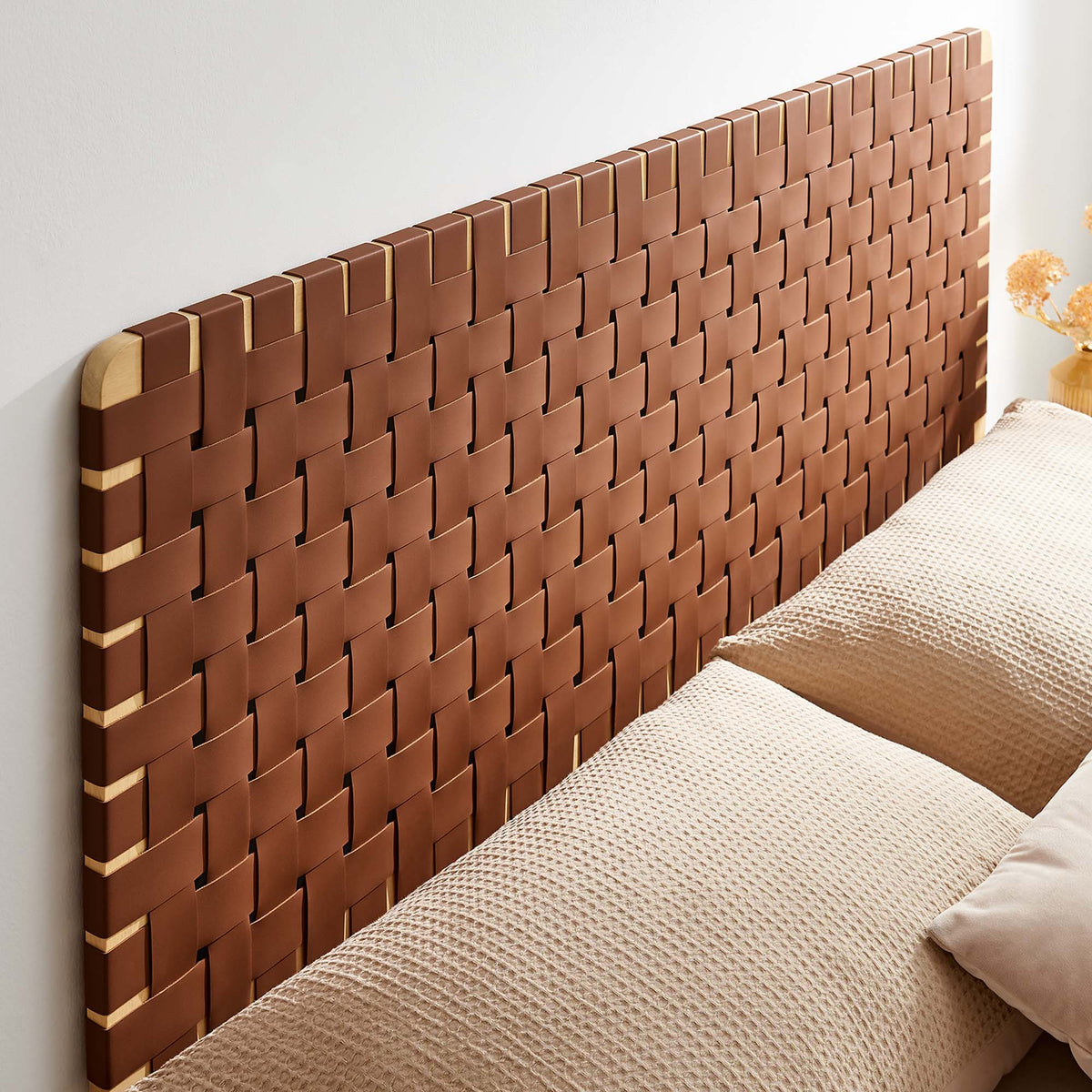 Sparta Weave Wall-Mount Vegan Leather Headboard