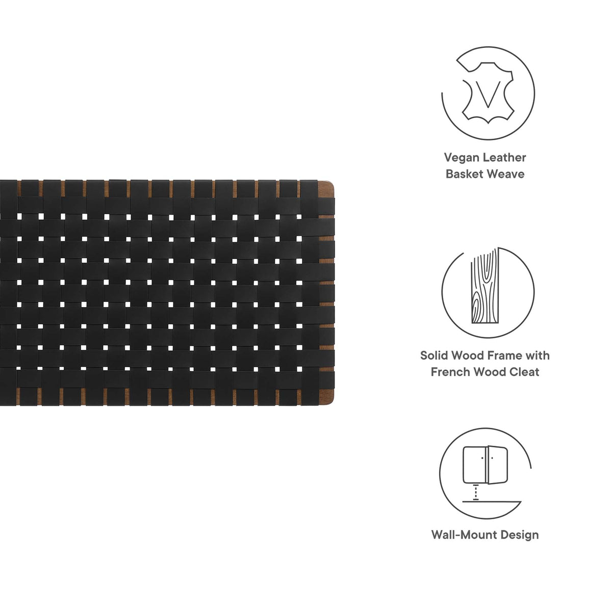 Sparta Weave Wall-Mount Vegan Leather Headboard - view 59