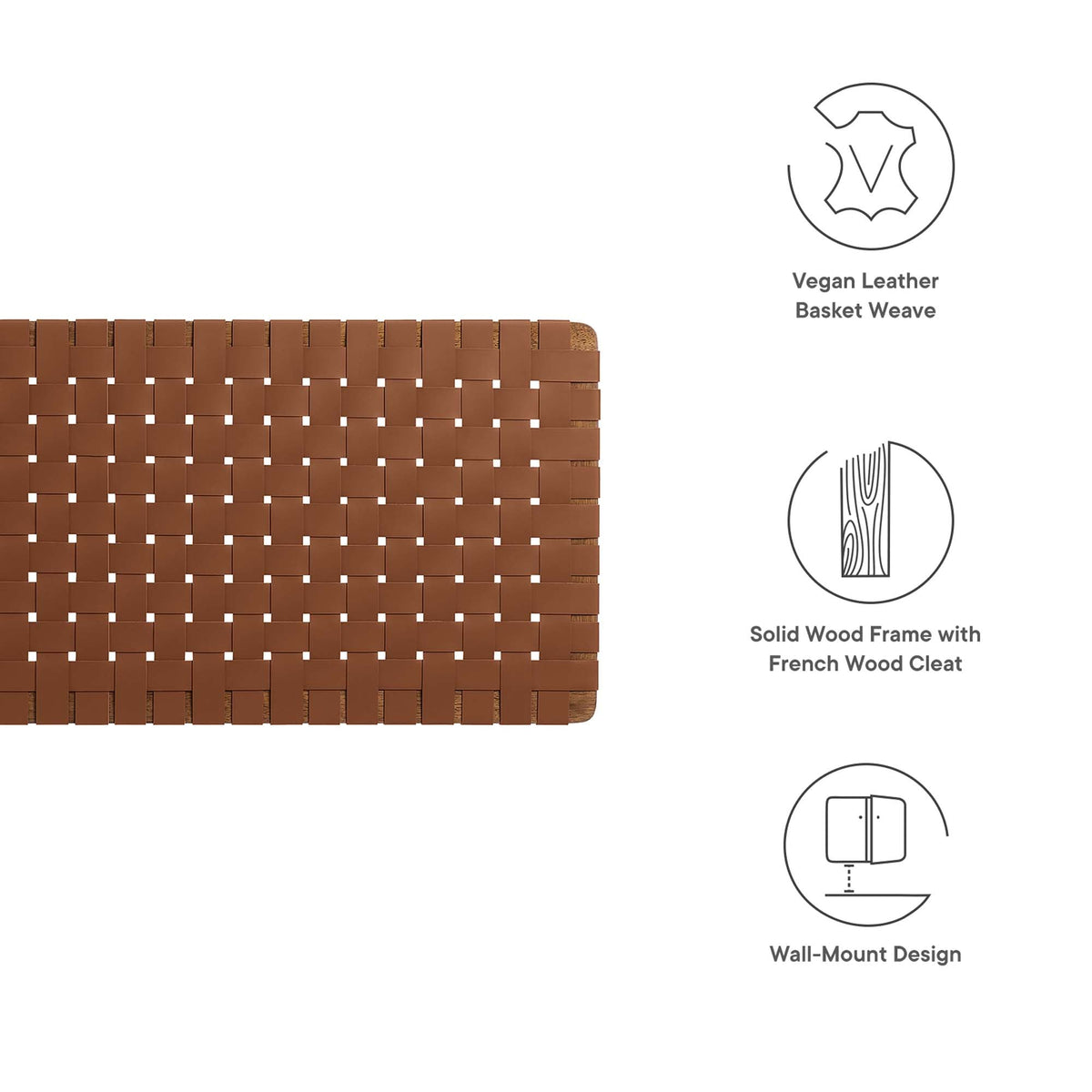 Sparta Weave Wall-Mount Vegan Leather Headboard - view 60