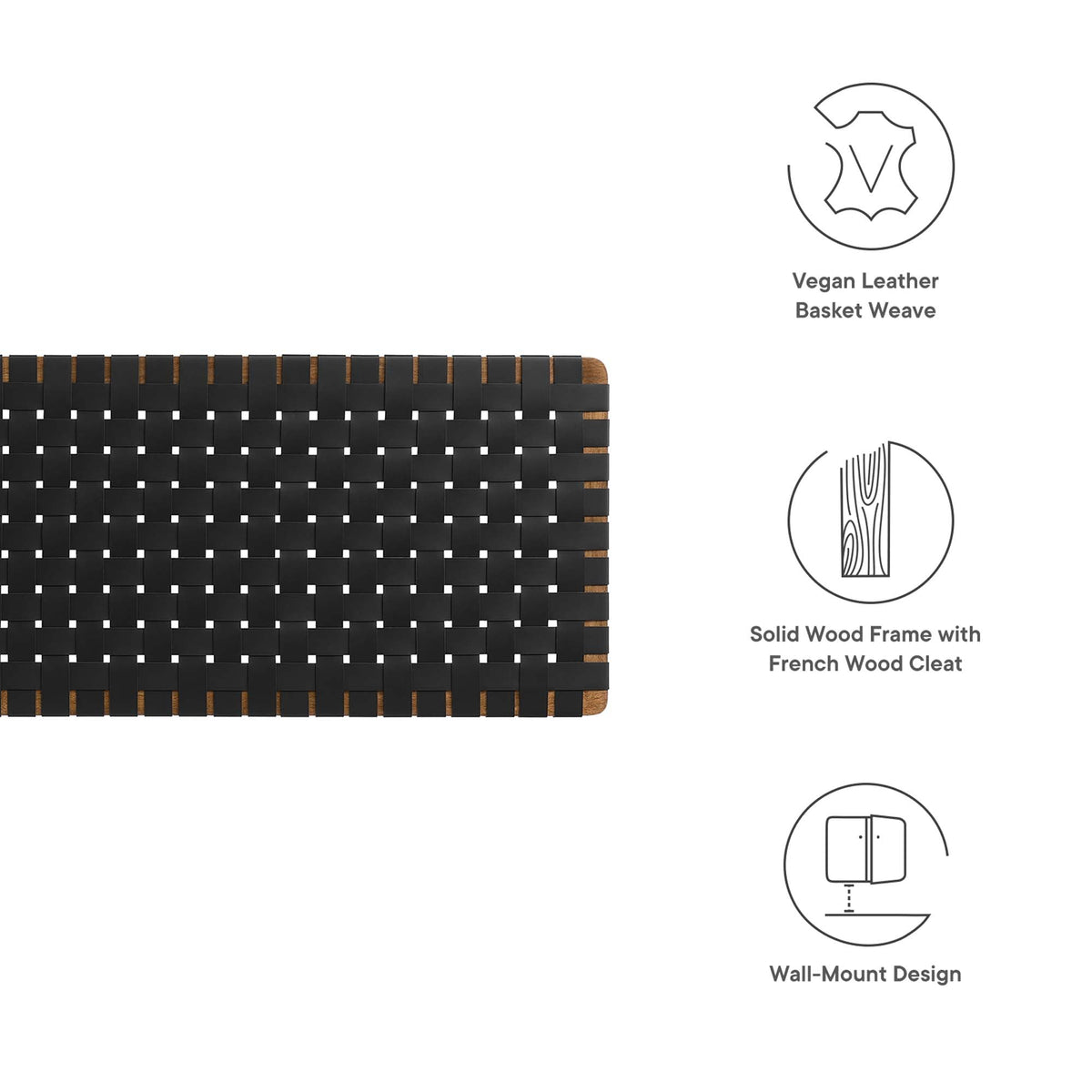 Sparta Weave Wall-Mount Vegan Leather Headboard