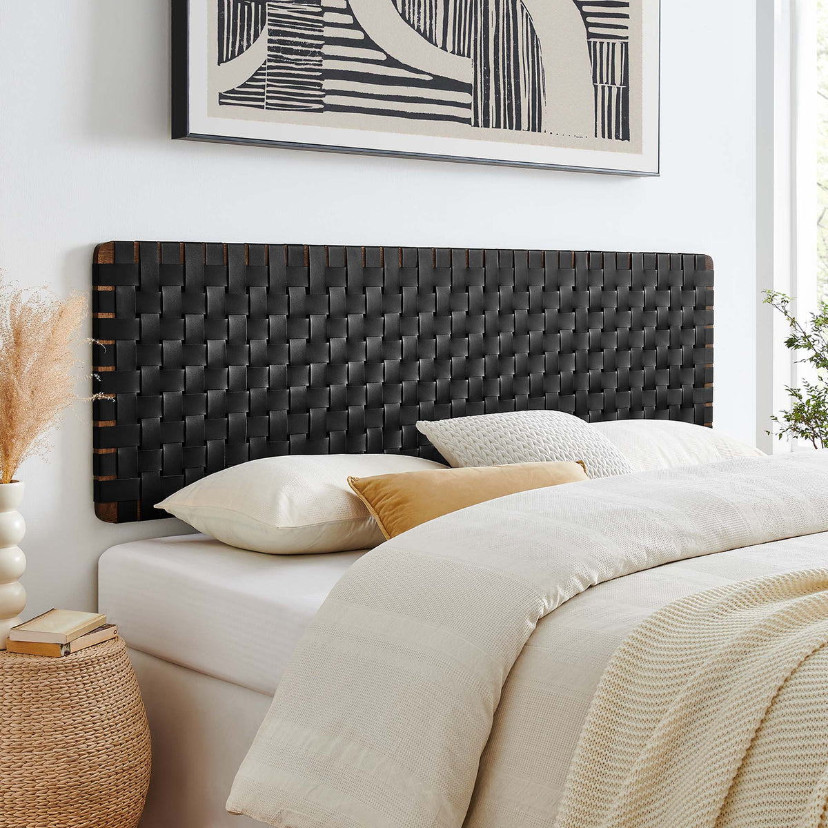 Sparta Weave Wall-Mount Vegan Leather Headboard
