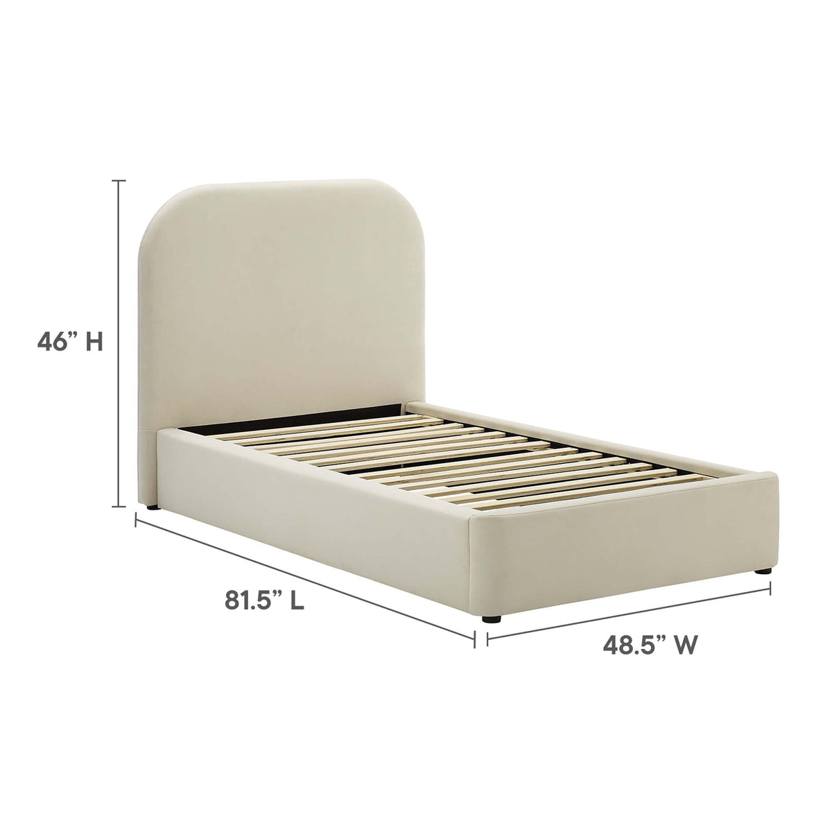 Keynote Performance Velvet Curved Platform Bed