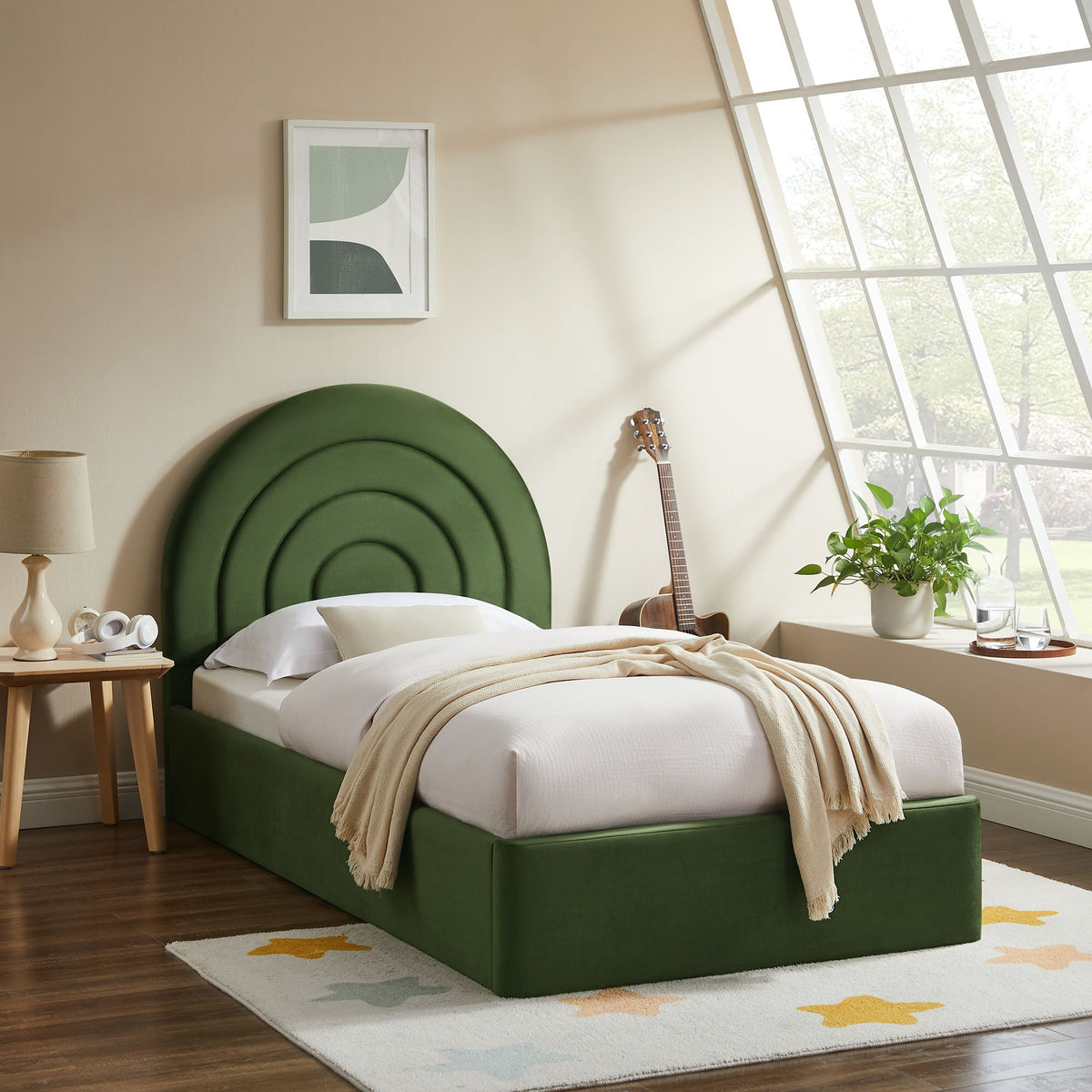 Solana Arched Performance Velvet Platform Bed