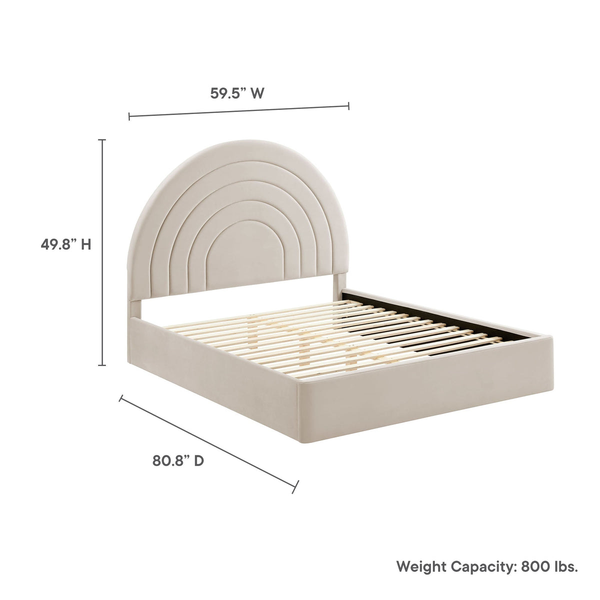 Solana Arched Performance Velvet Platform Bed