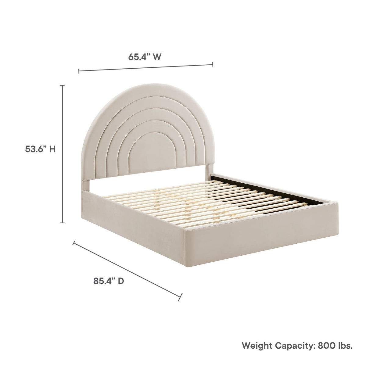 Solana Arched Performance Velvet Platform Bed