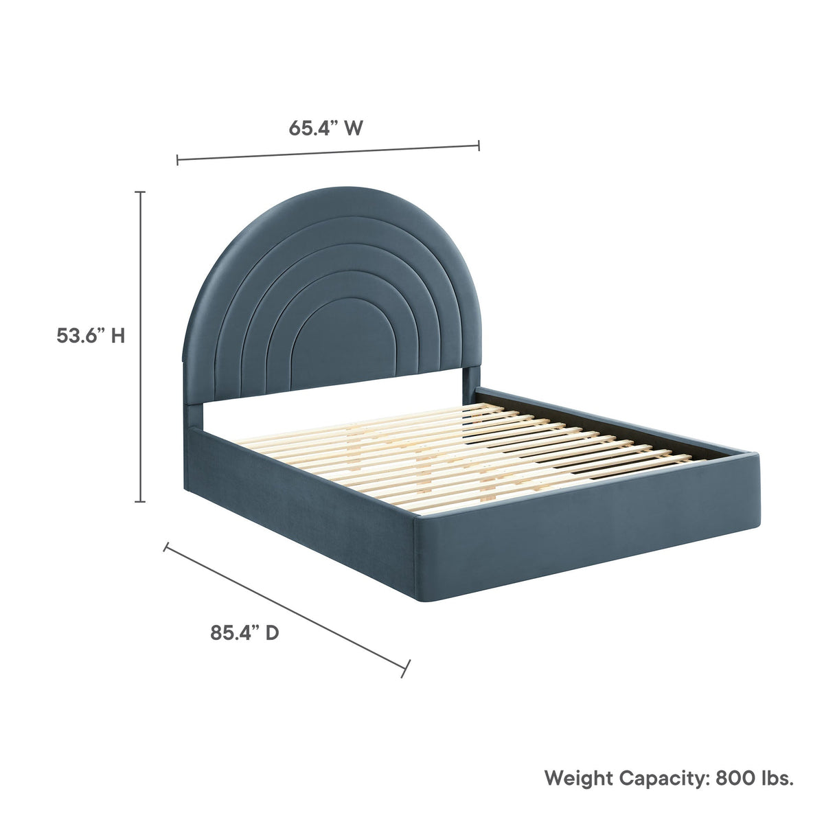 Solana Arched Performance Velvet Platform Bed