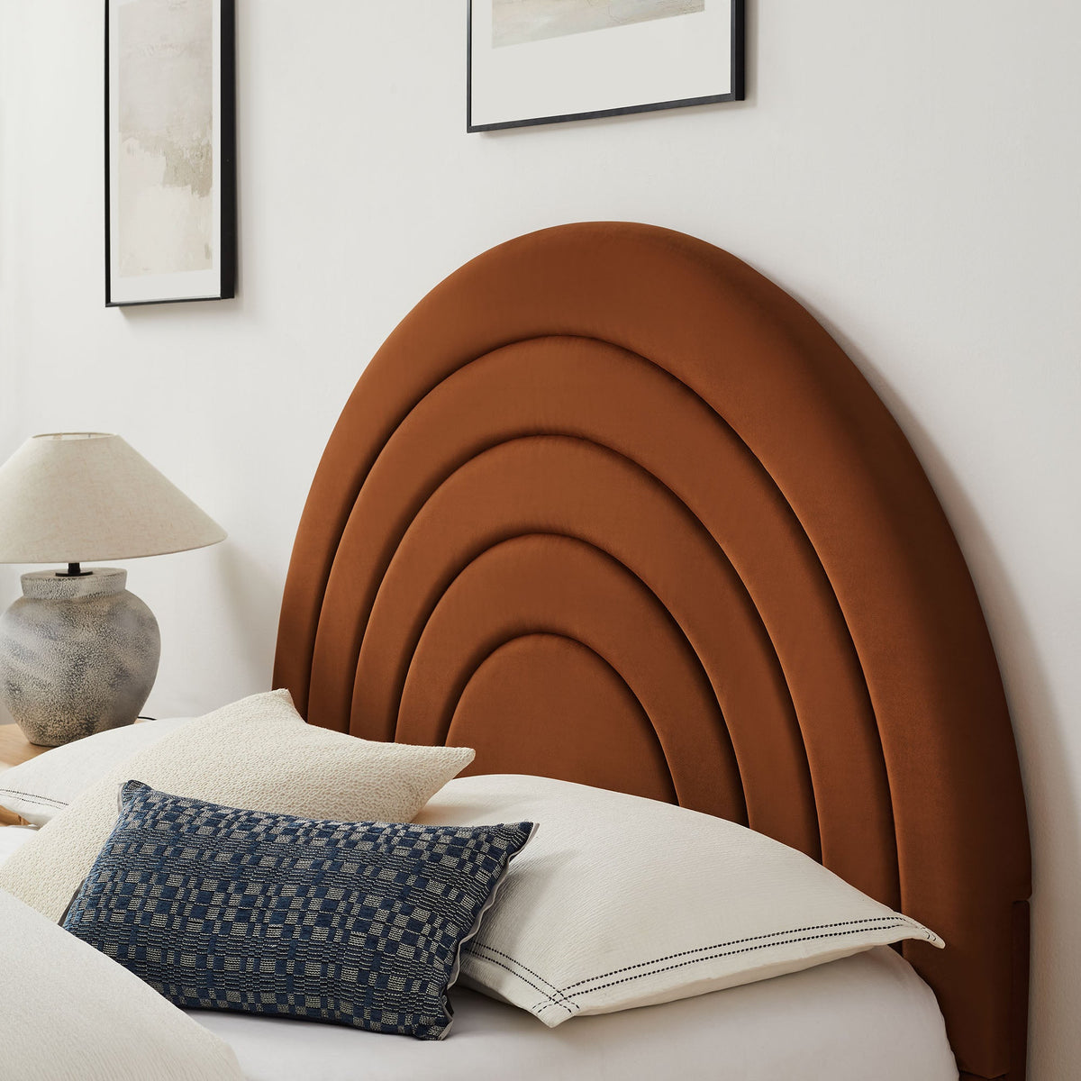 Solana Arched Performance Velvet Platform Bed