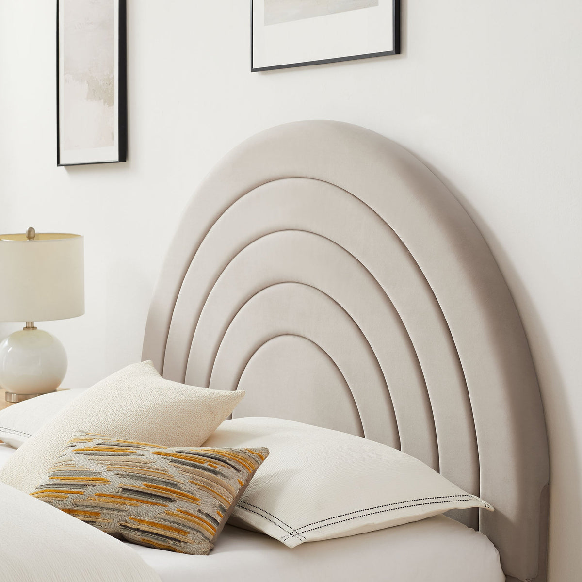 Solana Arched Performance Velvet Platform Bed