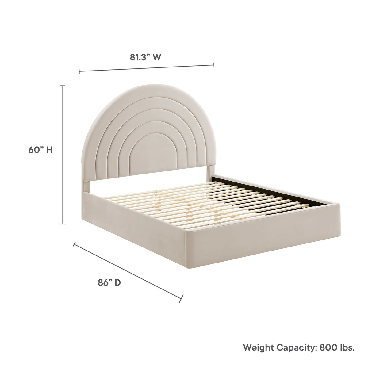 Solana Arched Performance Velvet Platform Bed