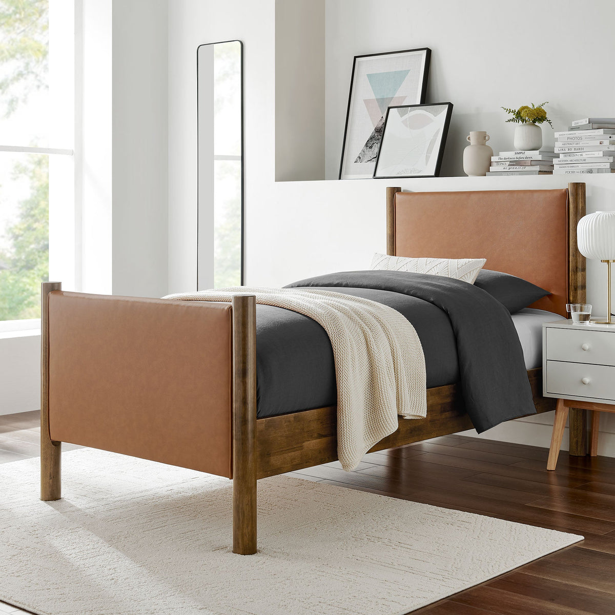 Maven Vegan Leather Upholstered Platform Bed