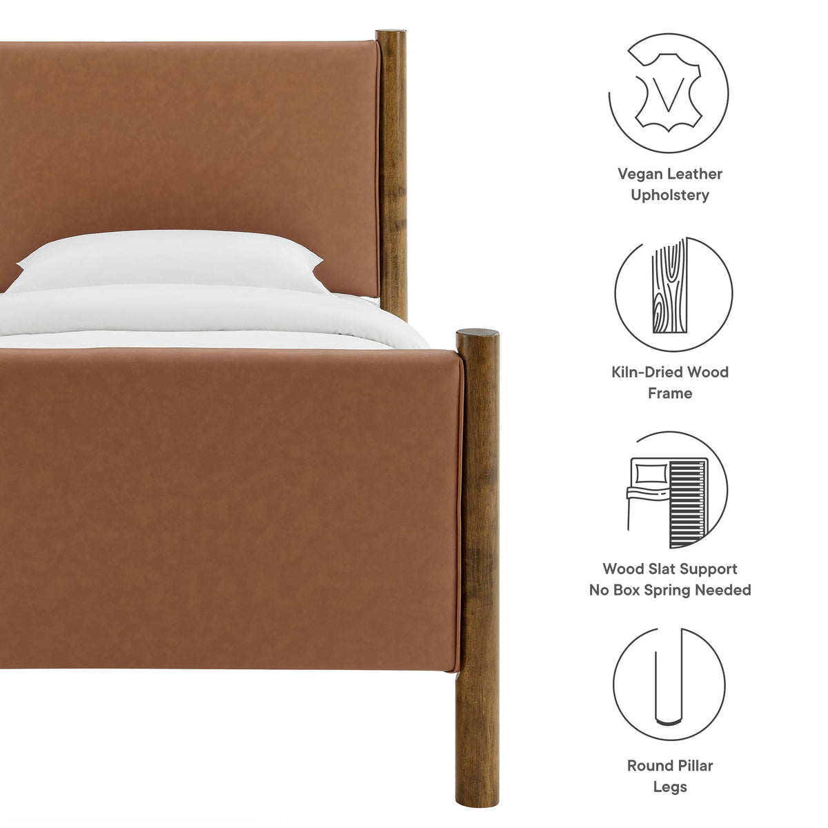 Maven Vegan Leather Upholstered Platform Bed