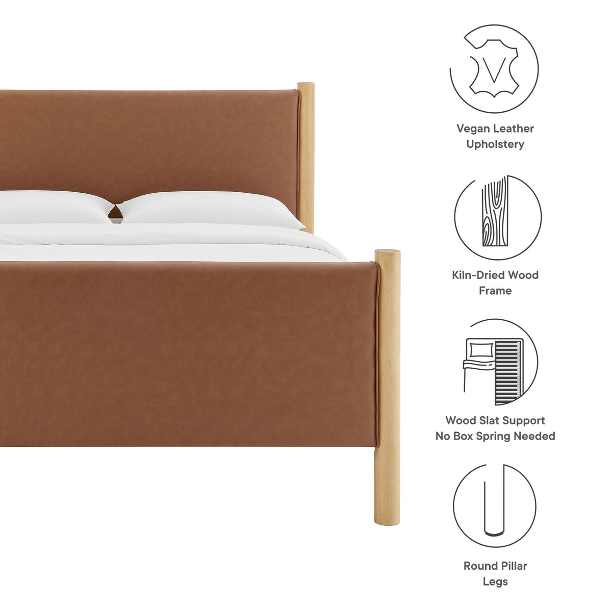 Maven Vegan Leather Upholstered Platform Bed