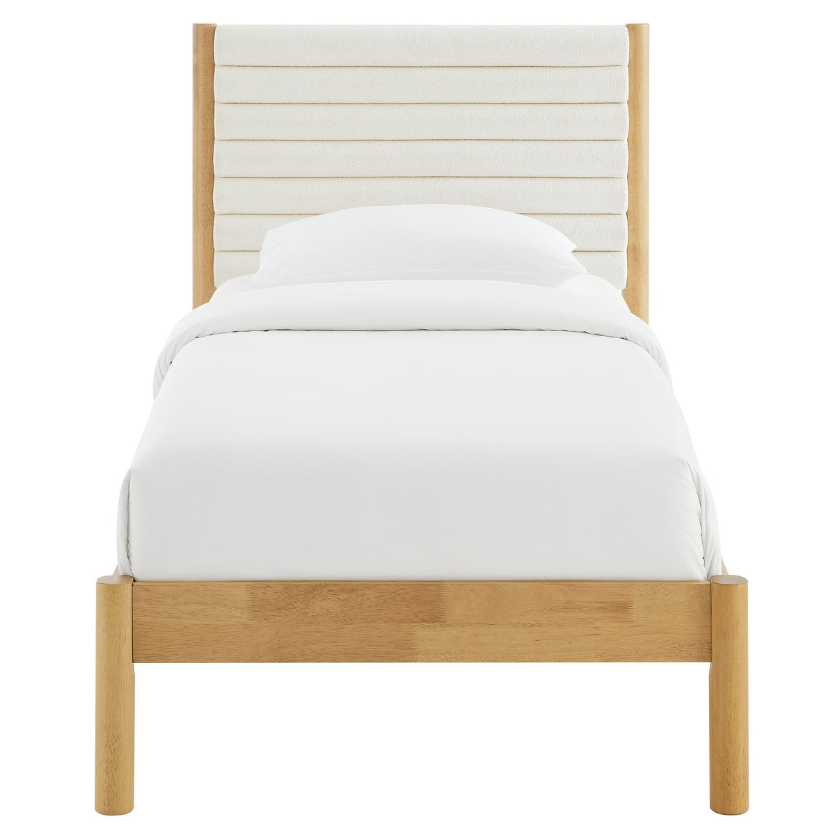 Olea Channel Tufted Boucle Solid Wood Platform Bed