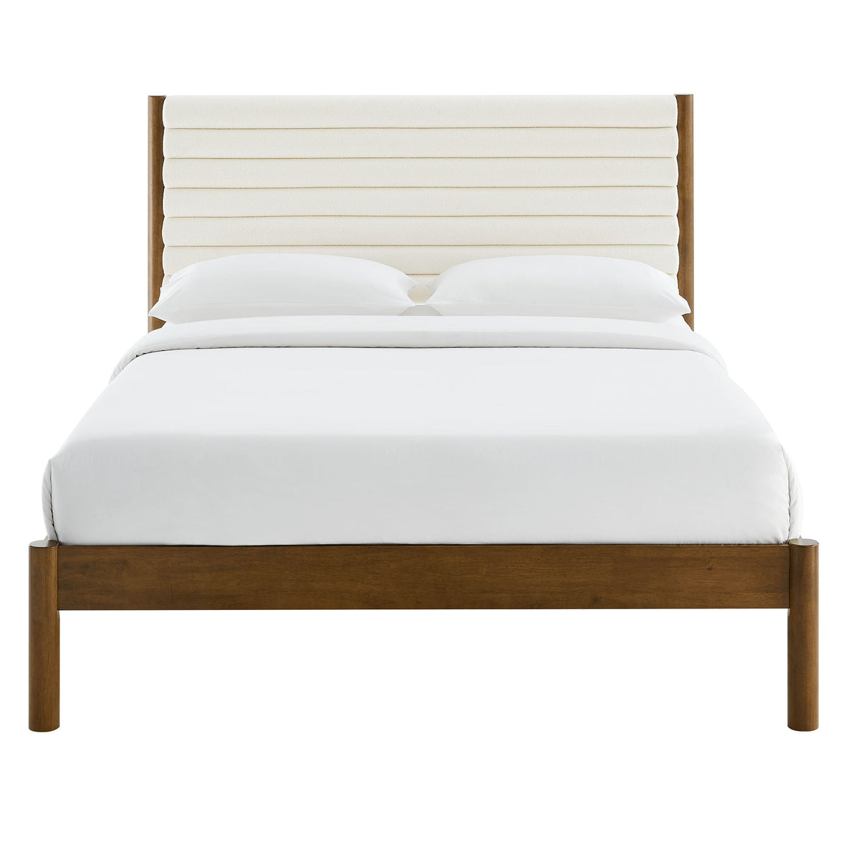 Olea Channel Tufted Boucle Solid Wood Platform Bed