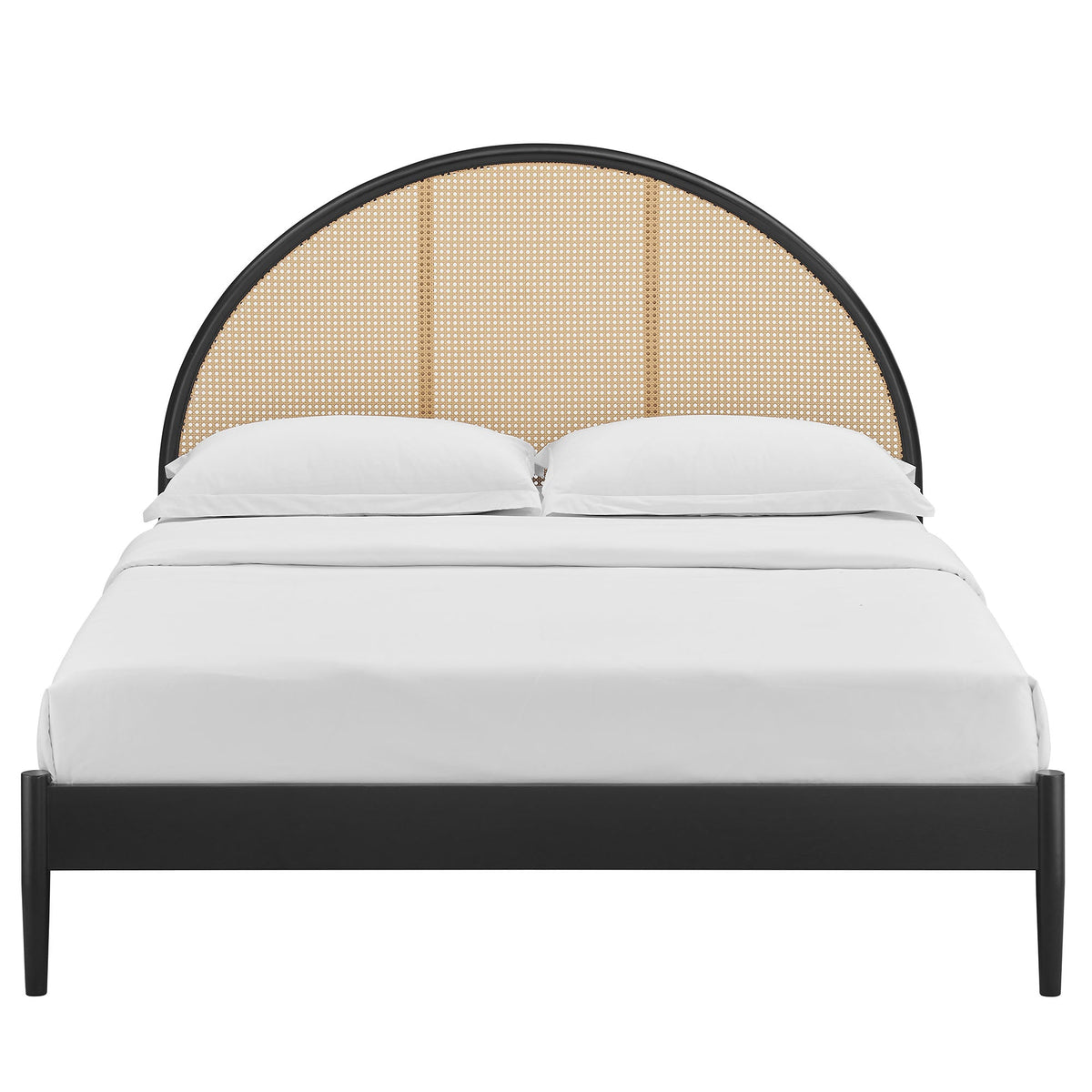 Odette Queen Arched Rattan Cane Platform Bed, Black - view 4