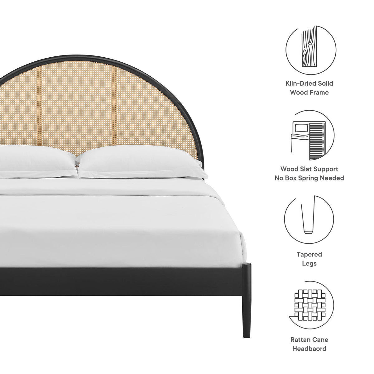 Odette Queen Arched Rattan Cane Platform Bed