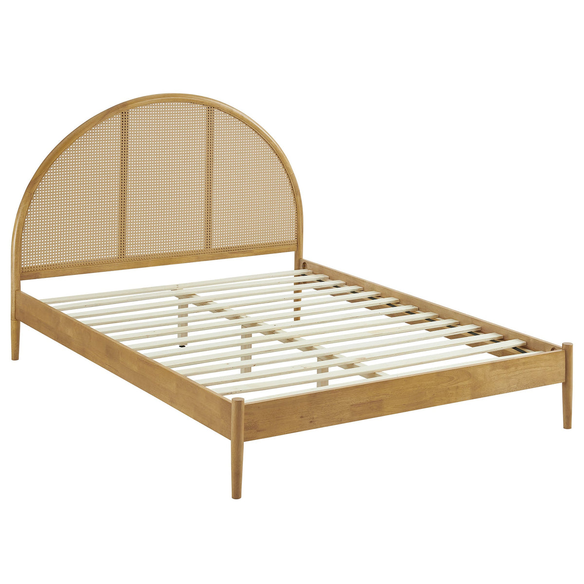 Odette Queen Arched Rattan Cane Platform Bed, Oak - view 2