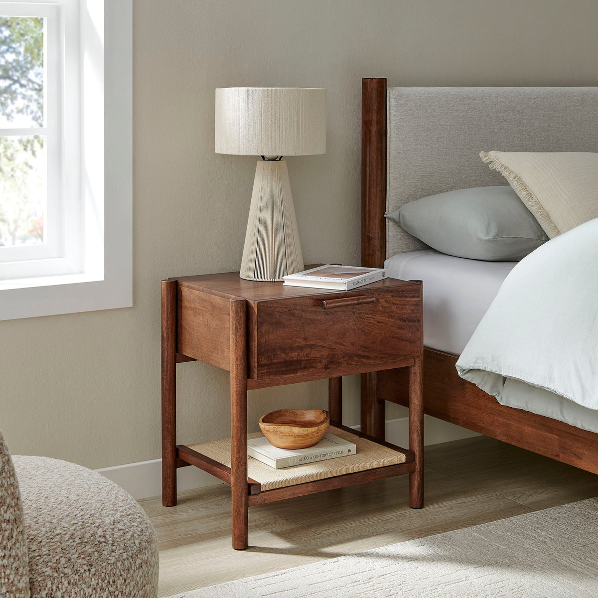 Oswin 1-Drawer Wood Nightstand