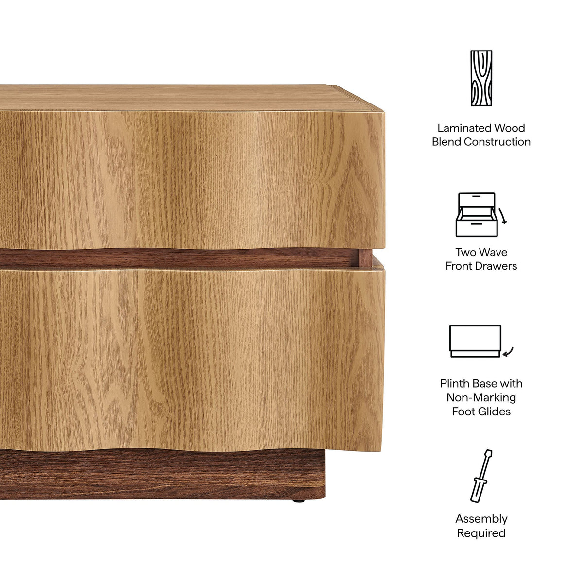 Isola 2 Drawer Nightstand
