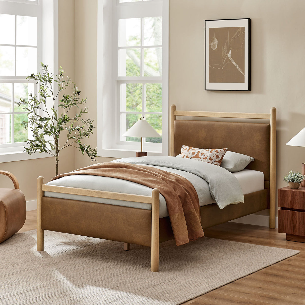 Ginny Vegan Leather Platform Bed Frame