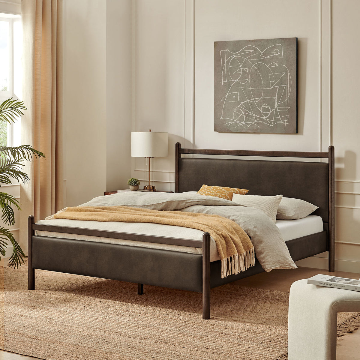 Ginny Vegan Leather Platform Bed Frame